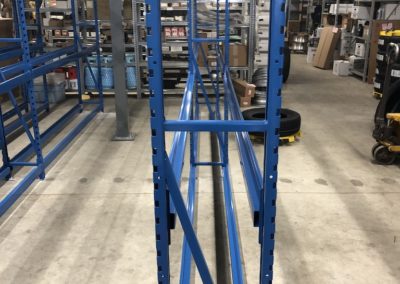 Side profile of 16" deep Single Selective Redirack Tire Racking