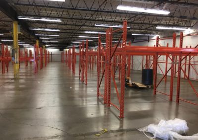 Single level redirack pallet racking installed for Lens Mills in Kitchener, Ontario Canada