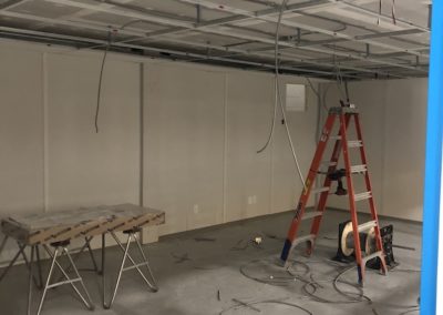 Interior of Two-Tier modular office during installation at Gyptech in Oakville, Ontario